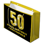 Grand Sac Cadeau Cinquantième célébration d'anniversaire de faux (Devant Angle)