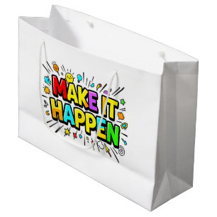 Grand Sac Cadeau Citation de motivation colorée et audacieuse