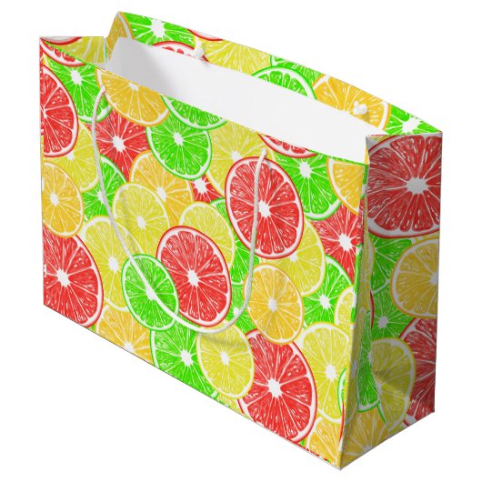 Grand Sac Cadeau Citron, orange, pamplemousse et tranches de citron (Dos Angle)