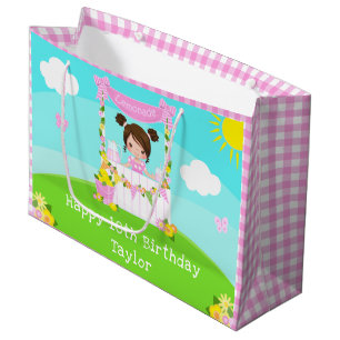Grand Sac Cadeau Citronade rose Brown coiffeuse Joyeux anniversaire