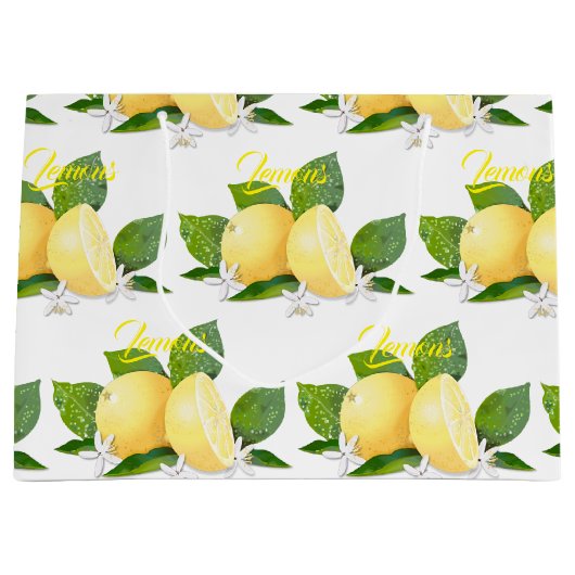Grand Sac Cadeau Citrons agrumes Fruit Botanique (Devant)