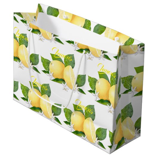 Grand Sac Cadeau Citrons agrumes Fruit Botanique (Devant Angle)