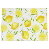 Grand Sac Cadeau Citrons et feuilles (Devant)