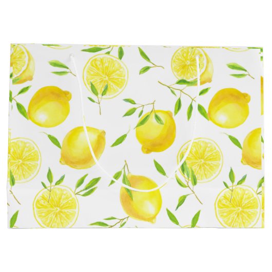 Grand Sac Cadeau Citrons et feuilles (Dos)