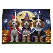 Grand Sac Cadeau Citrouille de chien Cockapoo Halloween drôle (Devant)