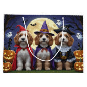 Grand Sac Cadeau Citrouille de chien Cockapoo Halloween drôle (Dos)