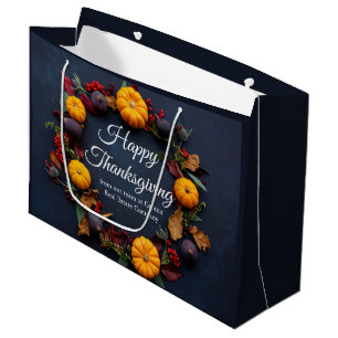 Grand Sac Cadeau Citrouille d'entreprise bon thanksgiving Wreath pe