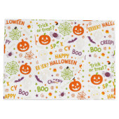 Grand Sac Cadeau Citrouille éffrayant et amusant - Motif Halloween (Dos)