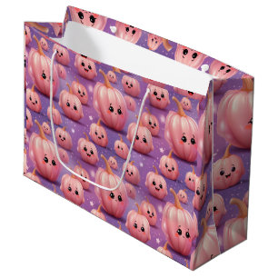 Grand Sac Cadeau Citrouille rose mignon enfants motif halloween