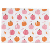 Grand Sac Cadeau Citrouille  rose orange Motif Feuille (Dos)