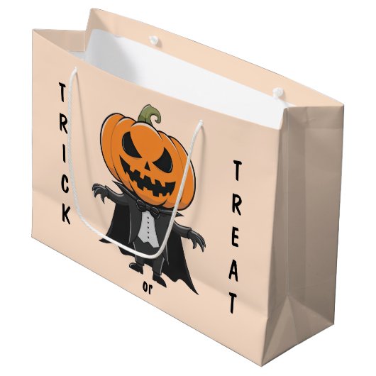 Grand Sac Cadeau Citrouille Vampire (Devant Angle)