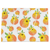 Grand Sac Cadeau Citrouilles d'aquarelle et tournesols (Devant)