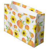 Grand Sac Cadeau Citrouilles d'aquarelle et tournesols (Devant Angle)