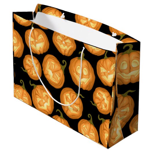 Grand Sac Cadeau Citrouilles d'Halloween (Dos Angle)