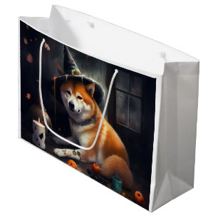 Grand Sac Cadeau Citrouilles Shiba Inu Halloween Épouvantables