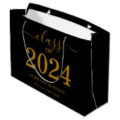 Grand Sac Cadeau Classe de 2024 Gold Script On Black Graduation (Dos Angle)