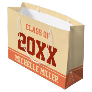Grand Sac Cadeau Classe de 20xx et de Grad's Name Peach and Coral