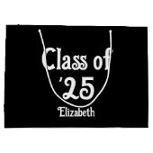 Grand Sac Cadeau Classe de '23 Noir et Blanc Retro Police Grad Nom (Dos)