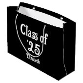 Grand Sac Cadeau Classe de '23 Noir et Blanc Retro Police Grad Nom (Dos Angle)