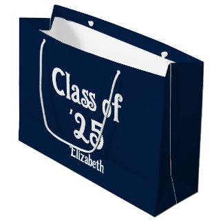 Grand Sac Cadeau Classe de '25 Dark Blue and White Graduate Name