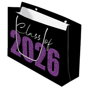 Grand Sac Cadeau Classe de Parties scintillant pourpre de 2026