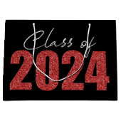 Grand Sac Cadeau Classe Parties scintillant rouge de 2024 (Devant)