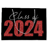Grand Sac Cadeau Classe Parties scintillant rouge de 2024 (Dos)