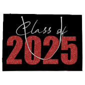 Grand Sac Cadeau Classe Parties scintillant rouge de 2025 (Dos)