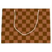 Grand Sac Cadeau Classic Checkered Pattern: Brown and Tan Square (Devant)