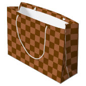 Grand Sac Cadeau Classic Checkered Pattern: Brown and Tan Square (Dos Angle)