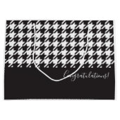 Grand Sac Cadeau Classic moderne noir et blanc Houndstooth (Devant)