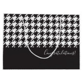 Grand Sac Cadeau Classic moderne noir et blanc Houndstooth (Dos)