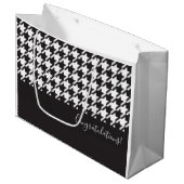 Grand Sac Cadeau Classic moderne noir et blanc Houndstooth (Devant Angle)