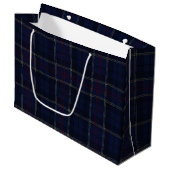 Grand Sac Cadeau Classic Navy Blue Plaid Christmas (Devant Angle)