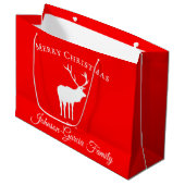 Grand Sac Cadeau Classic Red Reindeer Elegant Christmas  (Devant Angle)