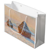 Grand Sac Cadeau Claude Monet - Piles à roues, Effet neige, Matin (Devant Angle)