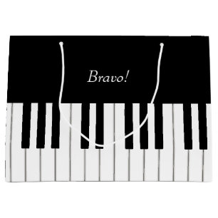 Grand Sac Cadeau Clavier Piano élégant Nom et message personnalisés