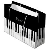 Grand Sac Cadeau Clavier Piano élégant Nom et message personnalisés (Devant Angle)