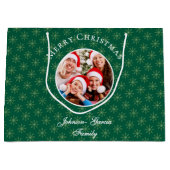 Grand Sac Cadeau Clean Forest Green Snowflakes Christmas (Devant)