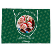 Grand Sac Cadeau Clean Forest Green Snowflakes Christmas (Dos)