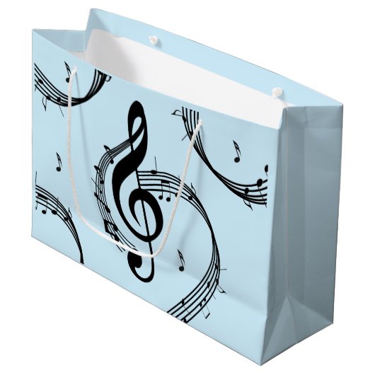 Grand Sac Cadeau Climacic G Clef Music Blue (Devant Angle)