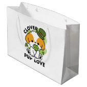 Grand Sac Cadeau Clover Pup Love - St. Patrick's Day Chien Design (Dos Angle)