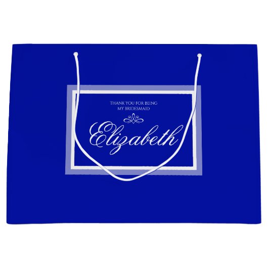Grand Sac Cadeau Cobalt blue bridesmaid personnalisable (Devant)