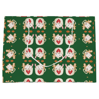 Grand Sac Cadeau Coca de Noël Abstrait géométrique