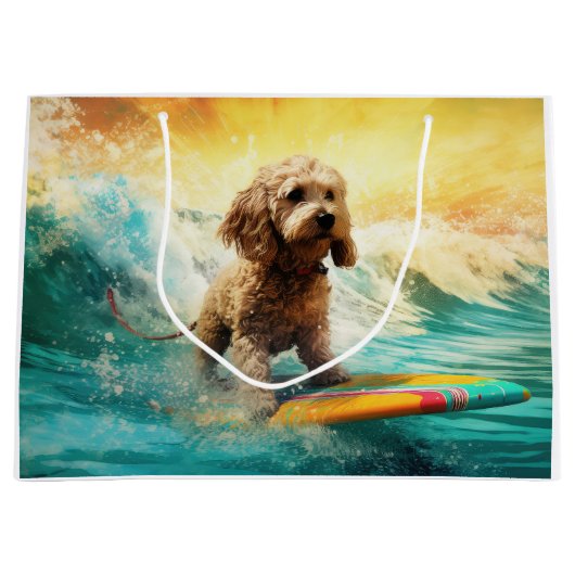 Grand Sac Cadeau Cockapoo Beach Surf Paining (Devant)