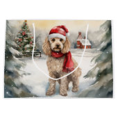 Grand Sac Cadeau Cockapoo Dog in Snow Christmas (Devant)
