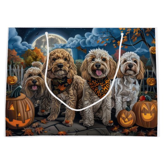 Grand Sac Cadeau Cockapoo Halloween Éffrayant (Devant)