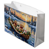 Grand Sac Cadeau Cockapoo Noël Bateau Fêtes (Dos Angle)