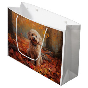 Grand Sac Cadeau Cockapou dans les feuilles d'automne automne autom