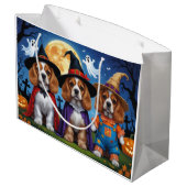 Grand Sac Cadeau Cocker Chiens espagnols Citrouille Halloween Funny (Dos Angle)